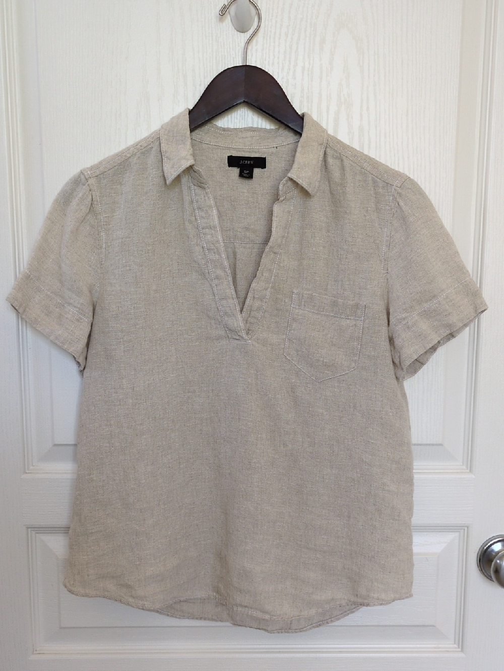 J. Crew Natural Linen Short-Sleeve Popover
